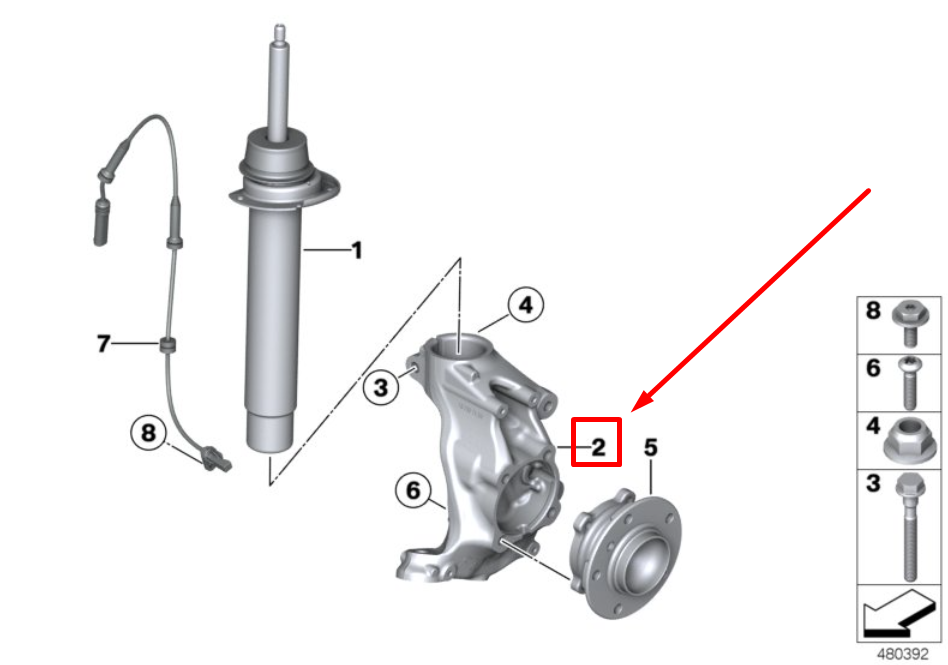 BMW 2 F23 Right Camber Correction Swivel Bearing 31216853652