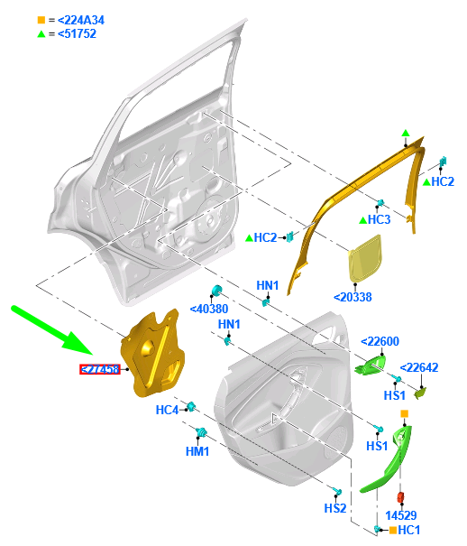 フォード部品 FORD KUGA MK2 C520 Rear Right Door Inner Water Splash Shield