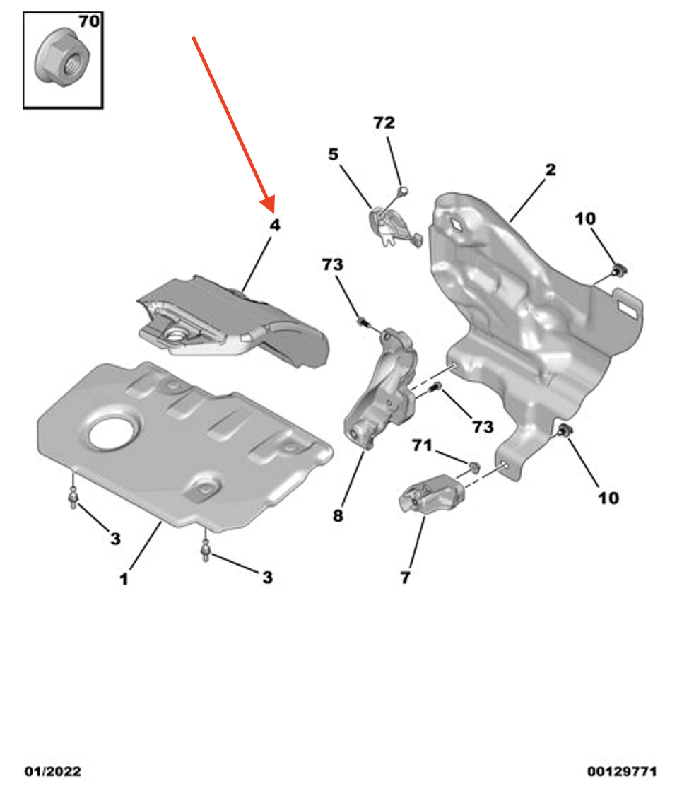 PEUGEOT 2008 Engine Sound insulation 9827670780 New Genuine