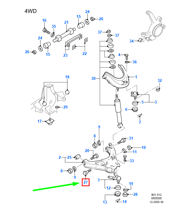 FORD RANGER MK2 Front Suspension Arm Bolt 1455034 9YA00-1215