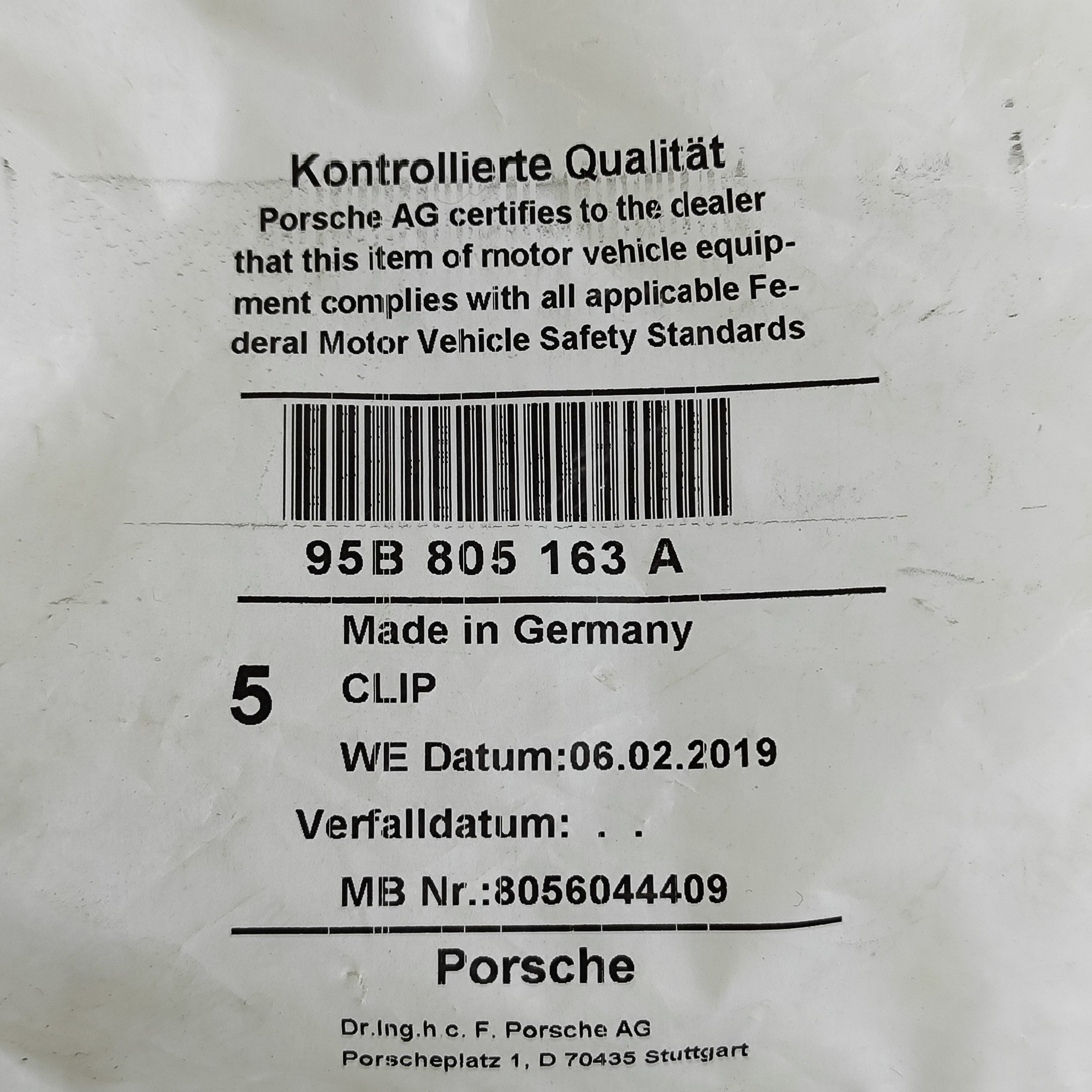 PORSCHE Macan 1 generation (2013-2023) Fixing 95B.805.163.A